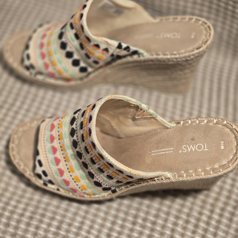 Toms Striped Wedge Espadrilles